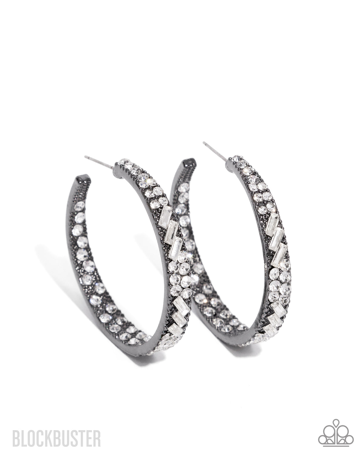 Paparazzi Accessories - GLITZY By Association - Gunmetal - Hoop Post Back Earrings