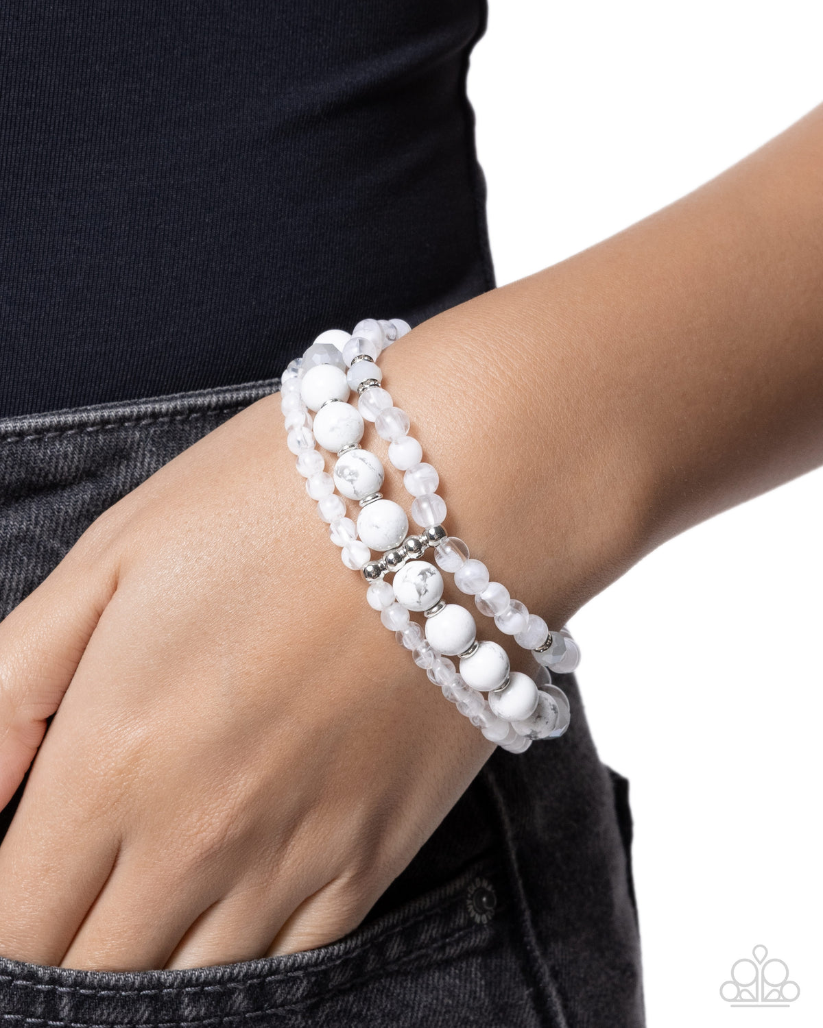 Paparazzi - Southwestern Stack - White - Bracelet